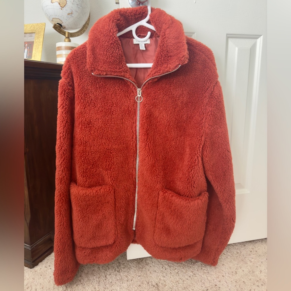 Topshop Rust Teddy Jacket - Picture 3 of 4